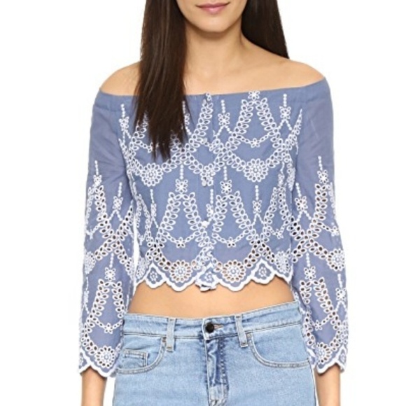 KENDALL & KYLIE Off the Shoulder Eyelet Crop Top! - Picture 1 of 8